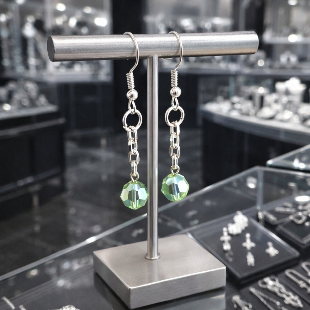 Peridot Green AB Swarovski Crystal Earrings - New Item